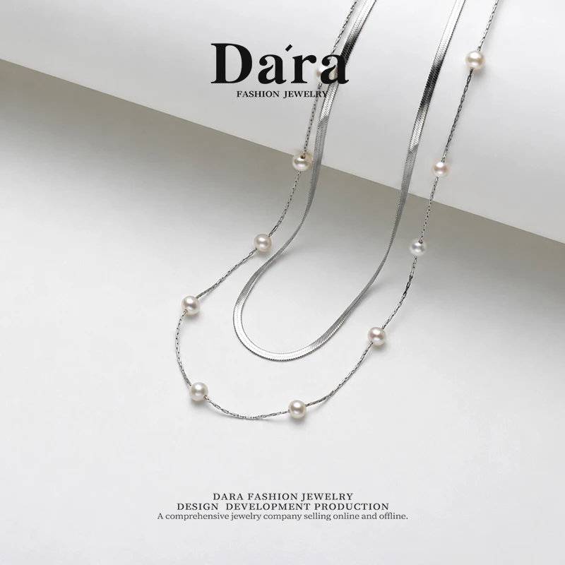 Freshwater Nucleated White Pearls, 4-5mm Pearls with a Warm and Cool Luster, Double-Layered Necklace, Light Luxury Gift Box, Holiday Gift for Women