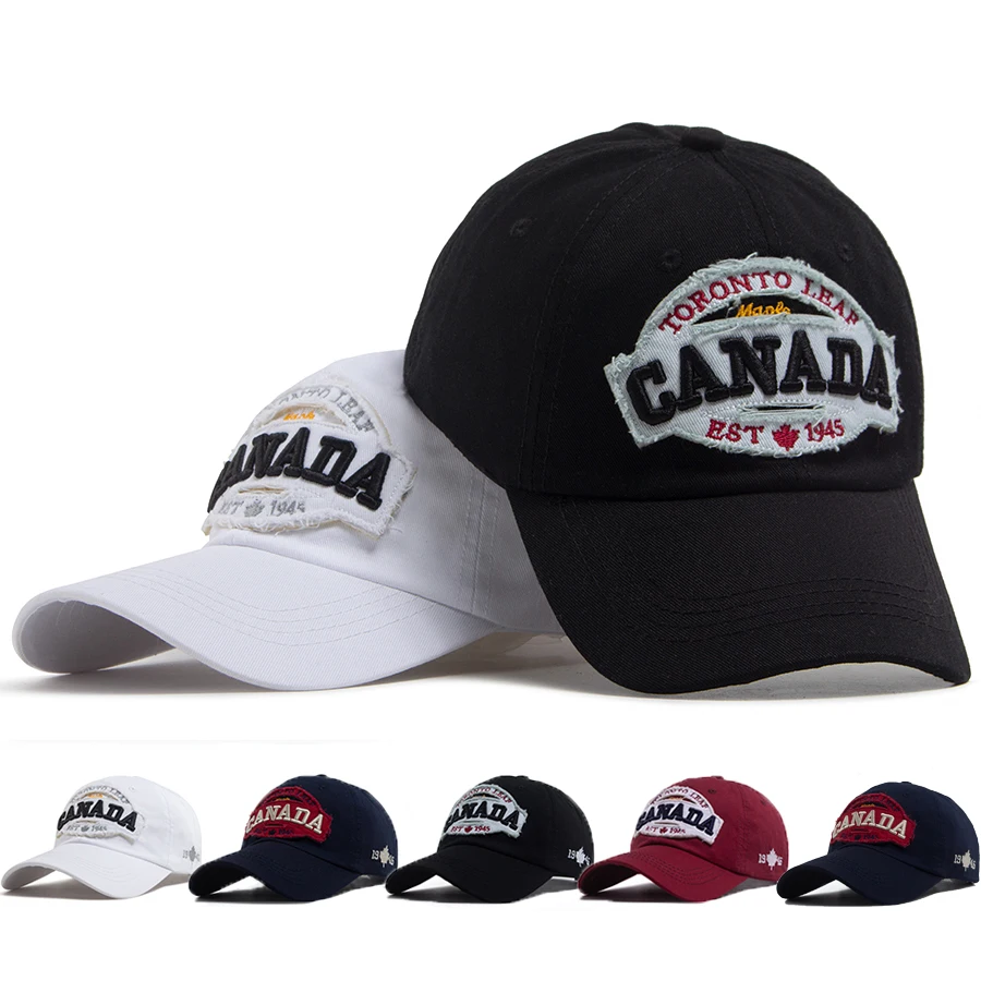 Canada 1945 Embroidery Patchwork Baseball Cap Casual Spring Summer Snapback For Outdoor Sun Visor Caps Vintage Women Men Dad Hat