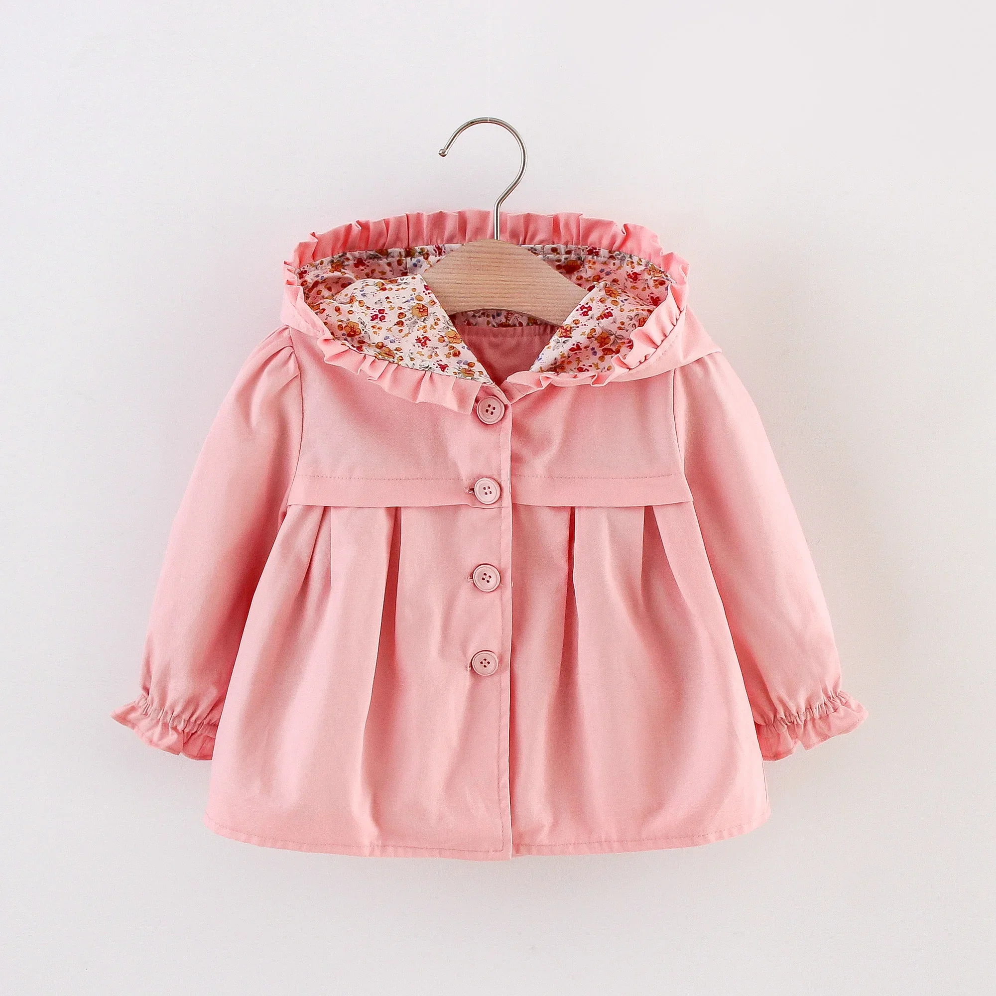 Baby Girl Jacket Autumn Long Sleeve Cotton Windbreak 0-3 Years Old Hooded Jacket for Baby Girl