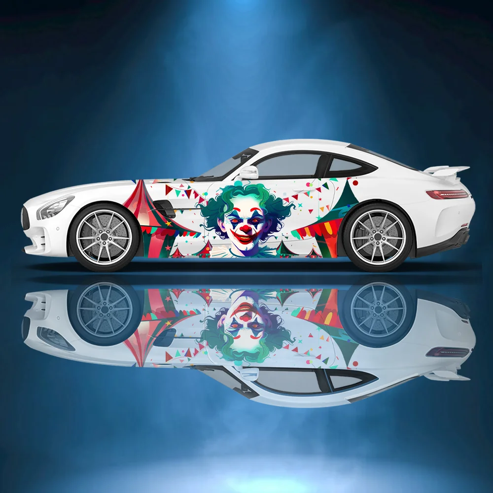 Horror Clown Smile Car Side Sticker Full Body Decal Decoration Covering Scratches Waterproof Car Vinyl Wraps Auto Accessories