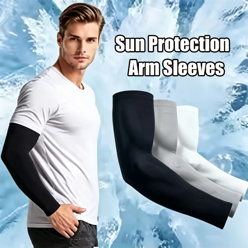 Unisex Ice Silk Sun Arm Sleeves Summer Uv Protection Cooling Sleeves For Outdoor Riding Driving Fishing Sports