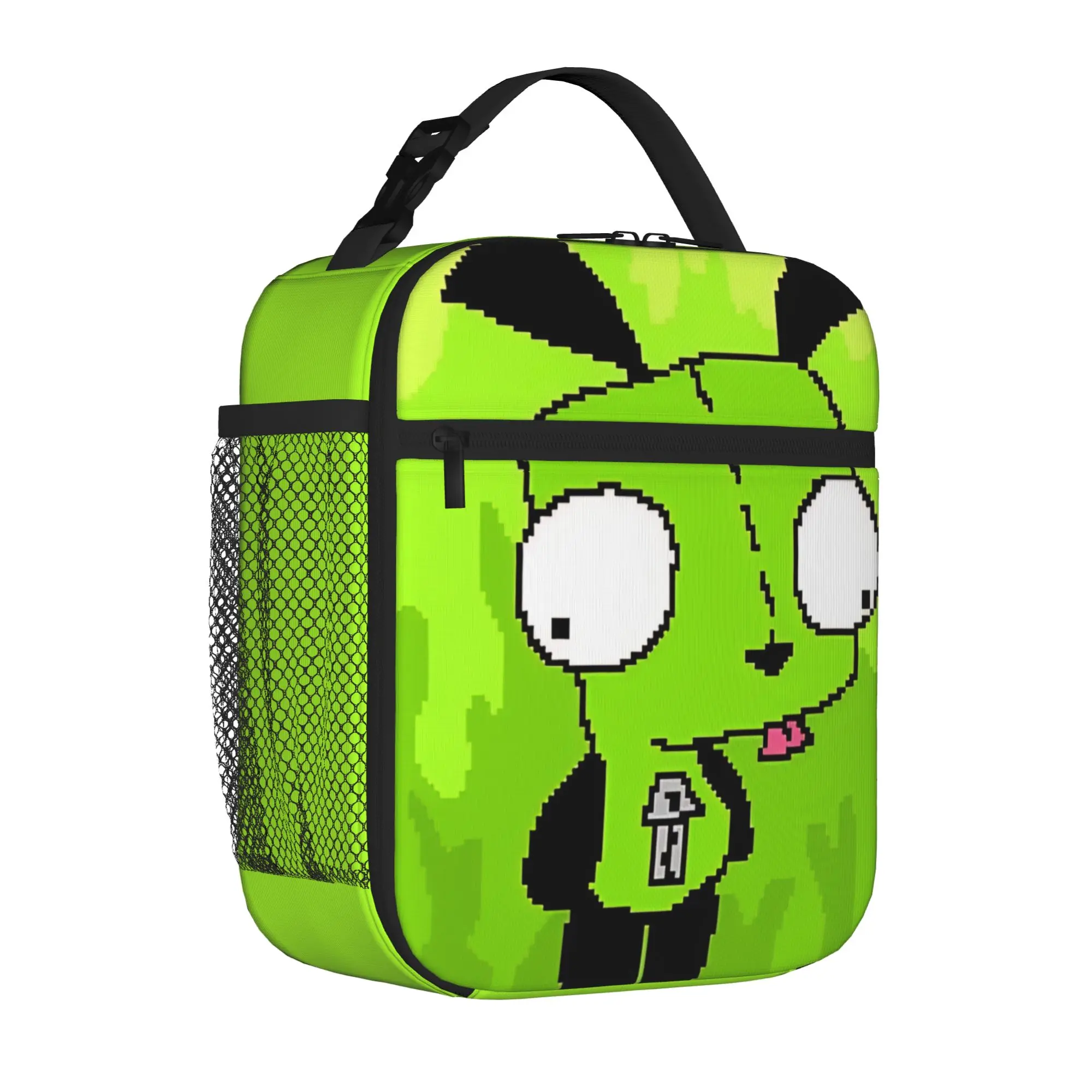 1 Piece Portable Lunch Container retro edgy Zipper Closure Durable Pocket Invader Zim For Lunch Box Bag