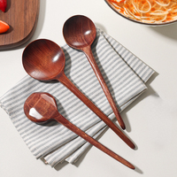 Solid Wood Soup Spoon Household Long Handle Large Ramen Spoon Creative Turtle Shape Spoon