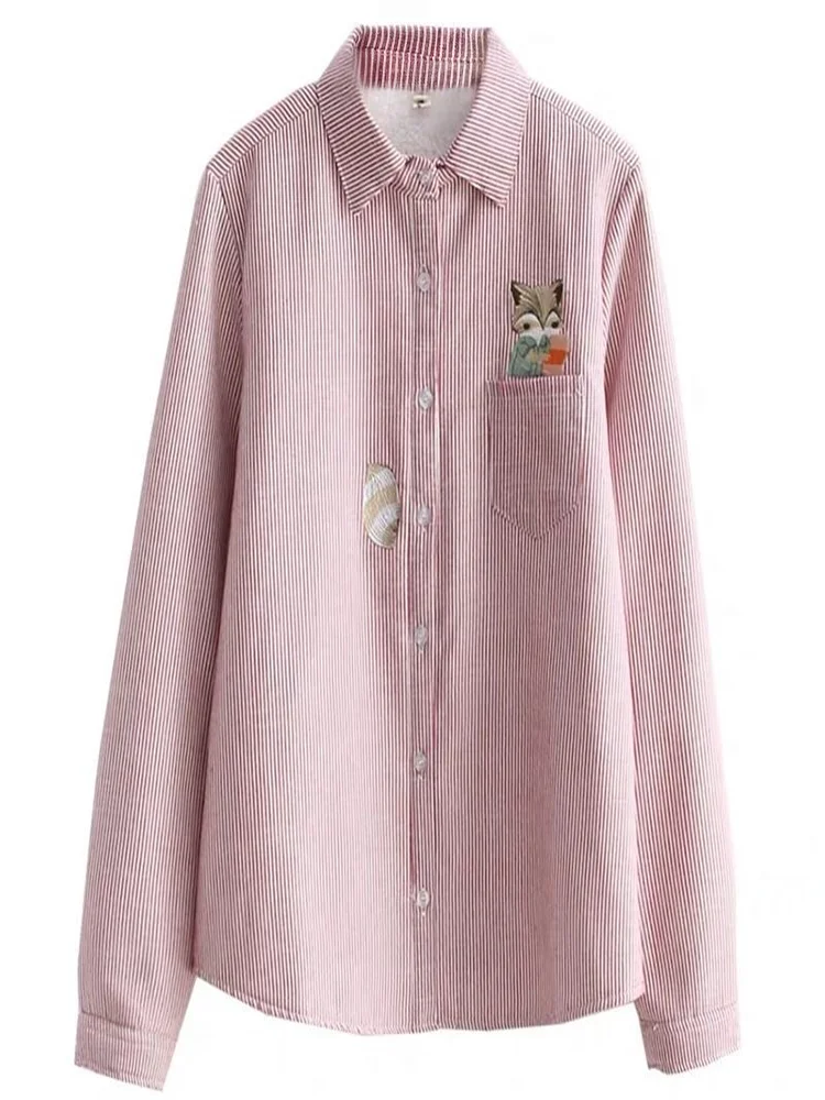 

Korean Sle Long Sve Fce Lined Women's irt Spring Autumn Fre Vertical Stripes Base Layer irt Winter Trend