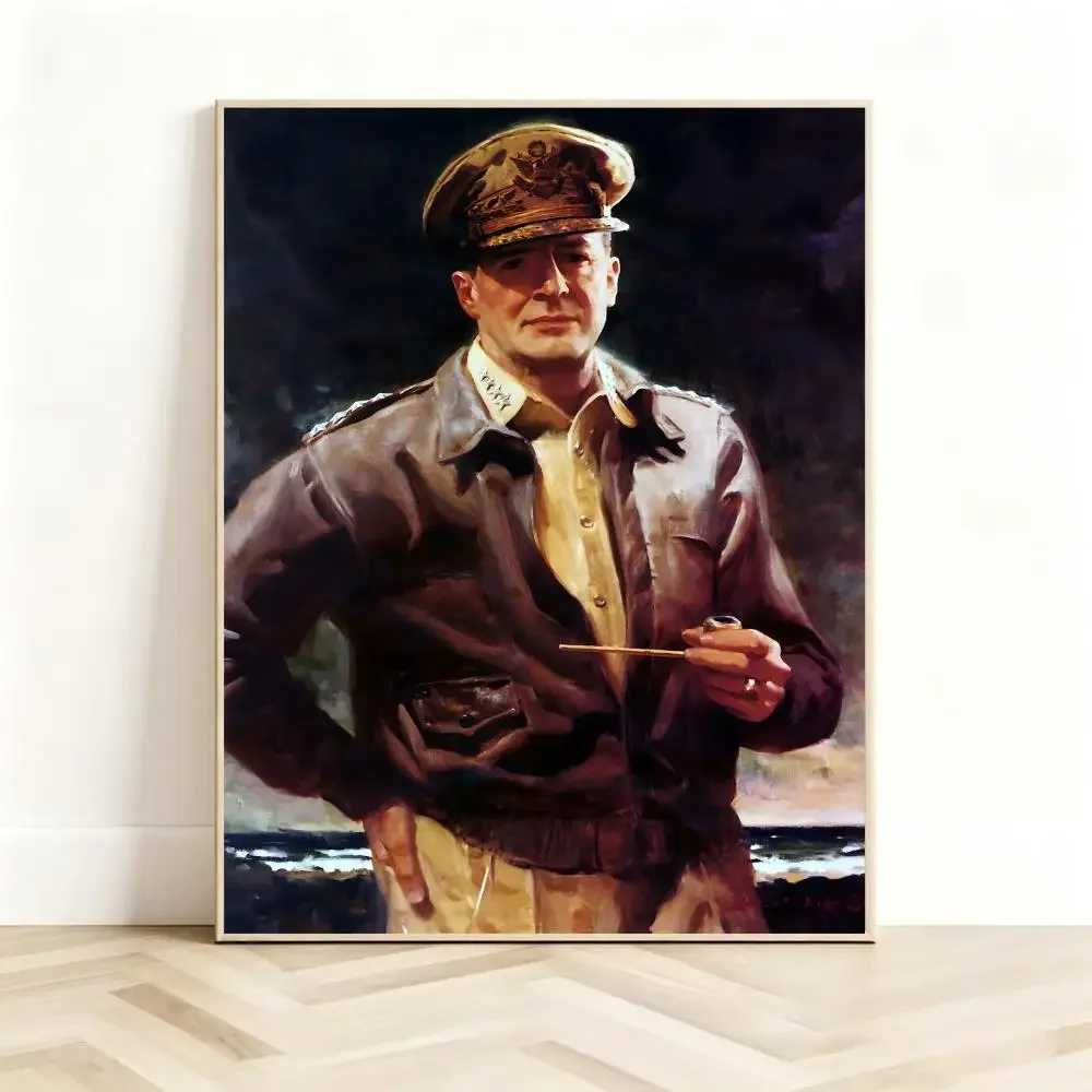 Famous Historicalperson D-Douglas MacArthur Poster Classic Self-Adhesive PP Wall Sticker for Living Room Bar Decor Gift
