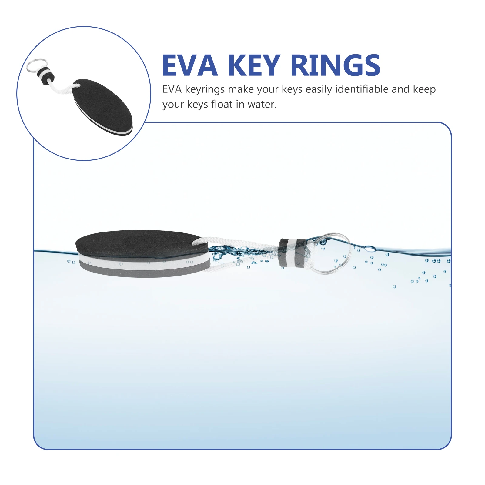 

2pcs Eva Floating Keyring Buoyant Keychains For Kayaking Canoeing Boating Swimming Outdoor Lightweight Durable Rope Attached