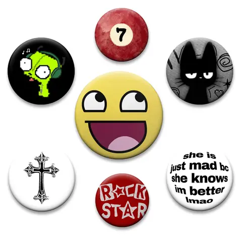 Y2K Funny Cartoon Characters Badge Brooches Rawr Xd Aesthetic Button Pins for Bag Clothes Hat Decor Jewelry Accessories Gifts