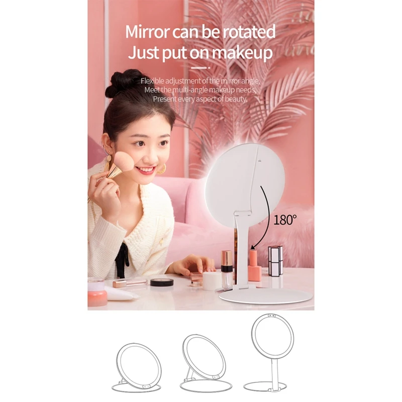 Iluminado espelhos dobráveis com 80 luzes LED, espelhos de beleza portáteis, 4 cores iluminação, mesa, viagens, durável, maquiagem
