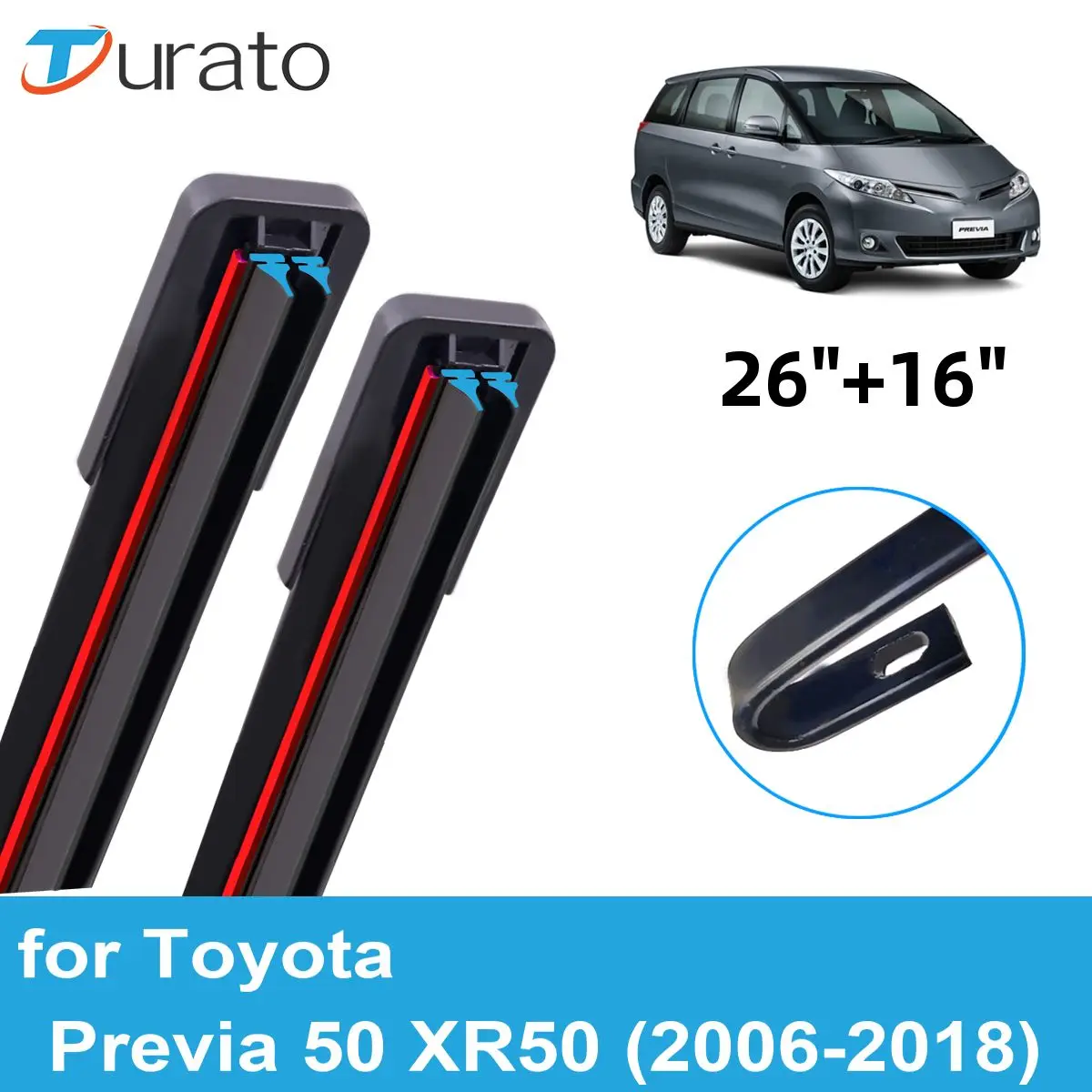 

2PCS Car Wiper Blades for 2006-2018 Toyota Previa 50 XR50 Front Windscreen Windshield Double Rubber Accessories 2016 2017 2018