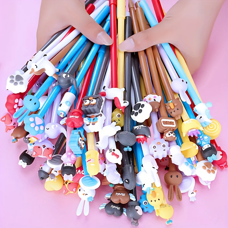 

Набор милых шариковых ручек - 10/50/100 шт. гладкие гелевые ручки для письма с креативными мультяшными колпачками для офиса и учебы, канцелярские принадлежности