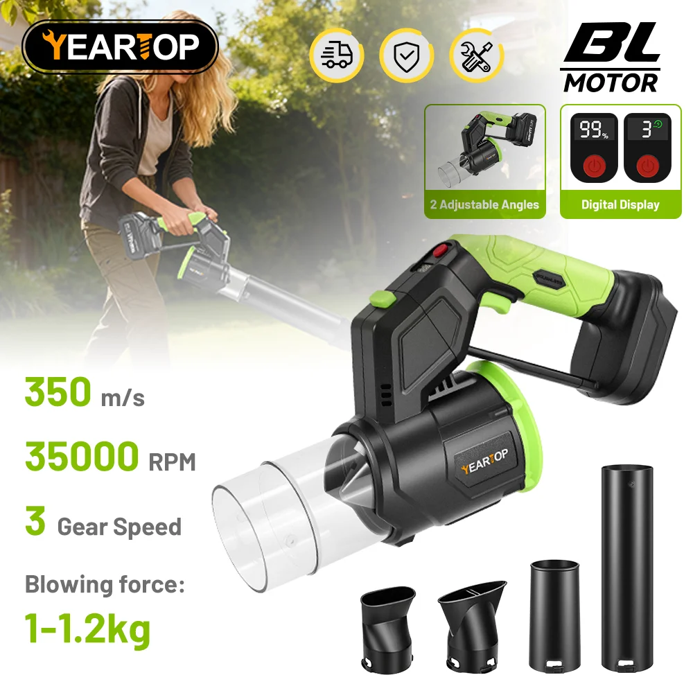 

35000RPM 350M/S Brushless Electric Turbo Blowers 180°Rotation Jet Fan Handheld Leaf Blower Dust Blowing for Makita 18V Battery