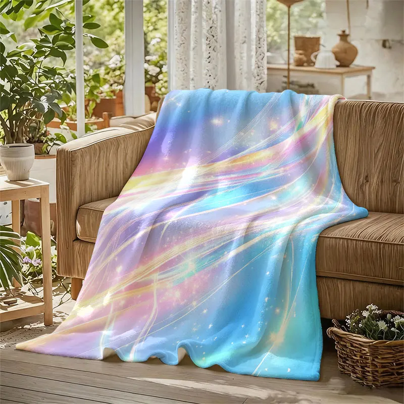 Iridescent Light Stream Flannel Blanket Warm Soft Halloween Christmas Decorative Couch Warm Cozy All-Season Gift