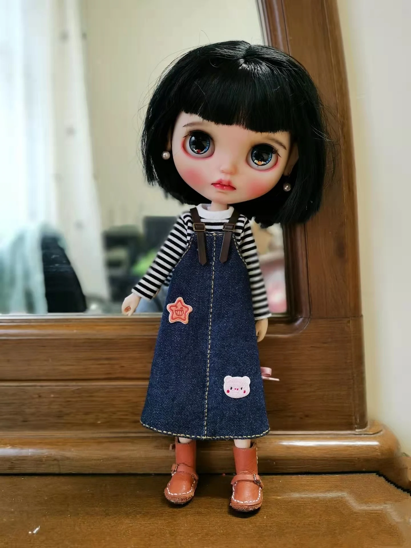 

Blythe clothes dress Denim strappy skirt 1/6 30cm BJD anime girl (Fit for Pullip,Ob24, Licca)