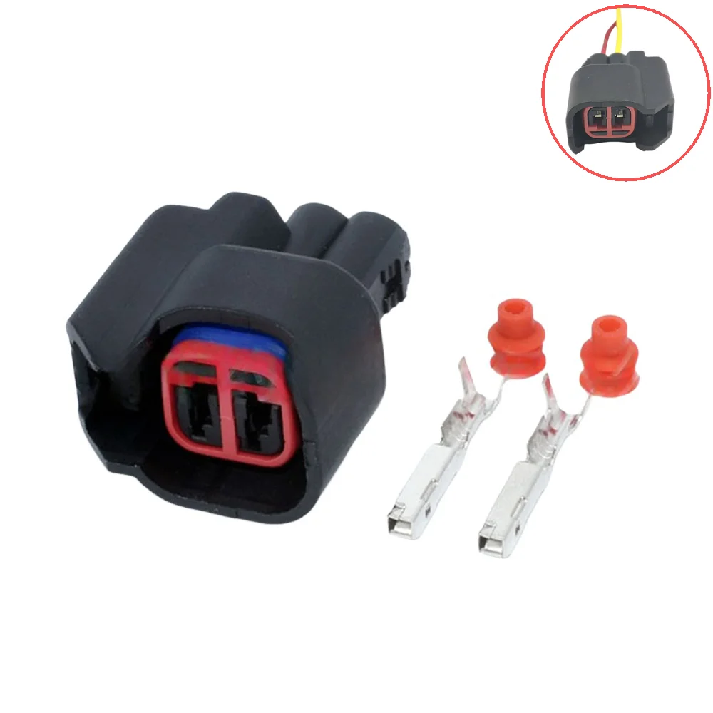1/5/10 Set 2 Pin Car Auto Waterproof Female Fuel Injector Plug Red Card EV6 EV14 Plug Connector Socket Sheath For Ford Chevrolet