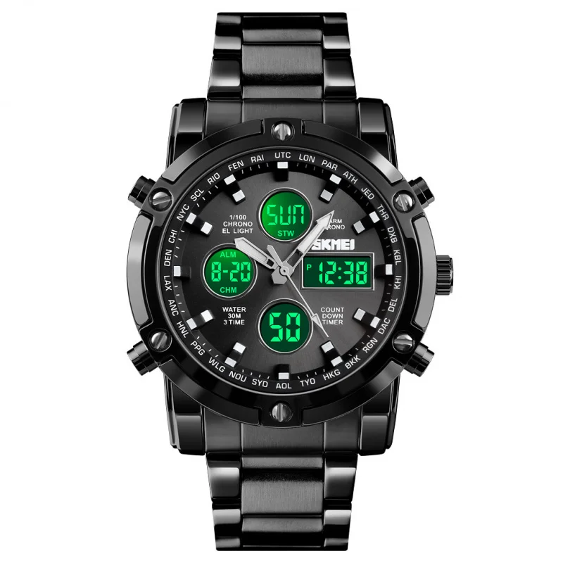 Top Luxury Mens Quartz Digital Analog Watch Fashion Sport Wristwatch Waterproof Stainless Steel Male Watches for Men