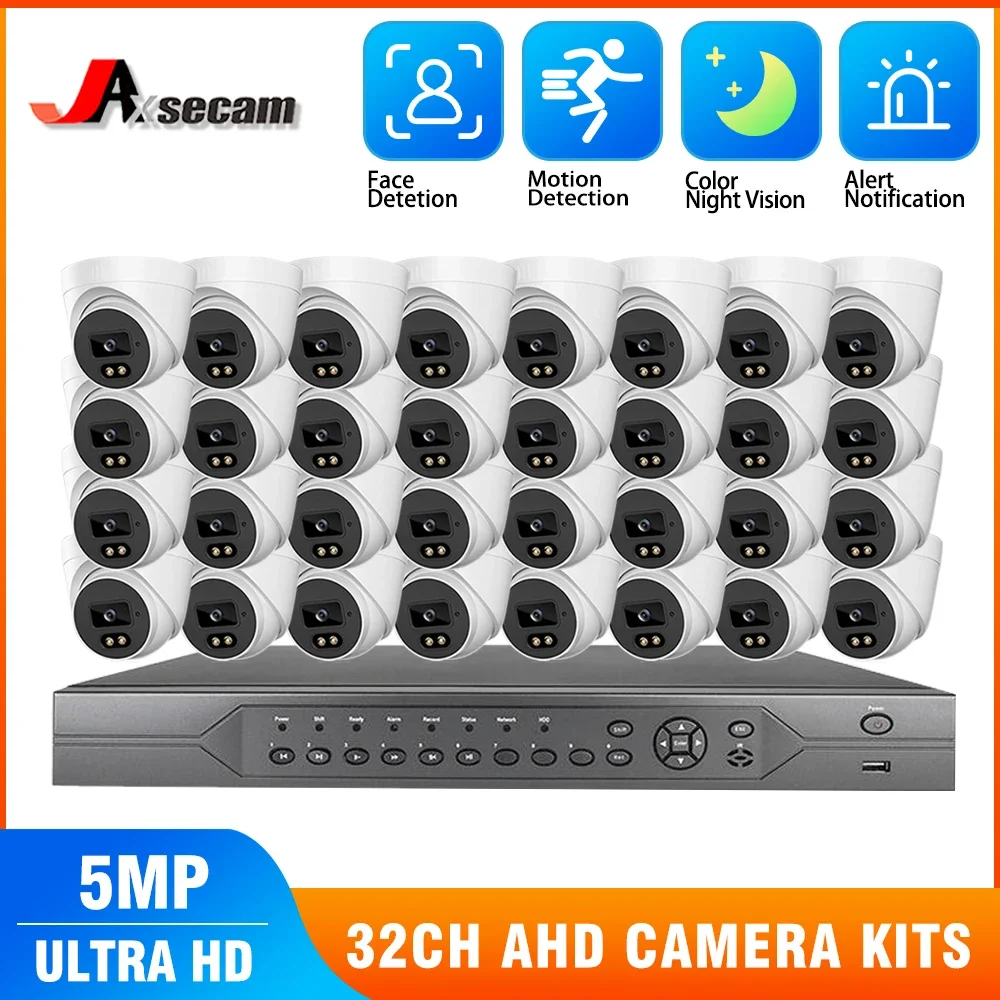 HD H.265+ 32CH 5MP CCTV System AHD DVR kit HD 5MP SONY Sensor Outdoor IP66 Security Camera Color Night Vision Video Camera 4TB