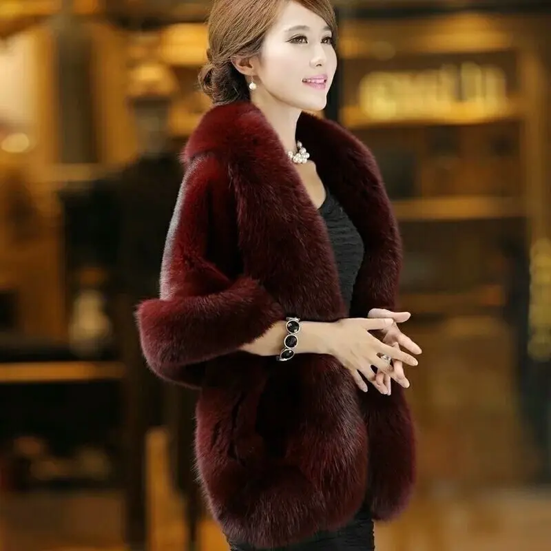 Women Fur Capes Solid Wedding Bolero Faux Fox  Stole Bridal Jacket Party Shrug Wrap Beside Cape Shawl De Femme Cover Up E581