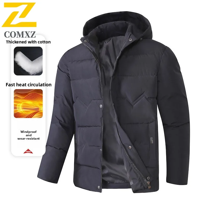 2025 Winter Jacket Men's Trendy Thick Warm And Cold Proof Detachable Hooded Parkas Coat Men Casual Snow Windproof Padded Jacket