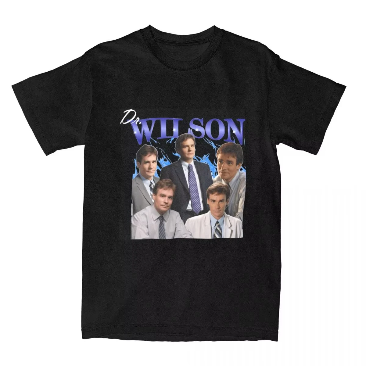Ropa de hombre, camiseta Dr Wilson House, camisetas Hipster MD Blue Flames, camiseta de verano, ropa de calle estampada, ropa 100% de algodón, regalo