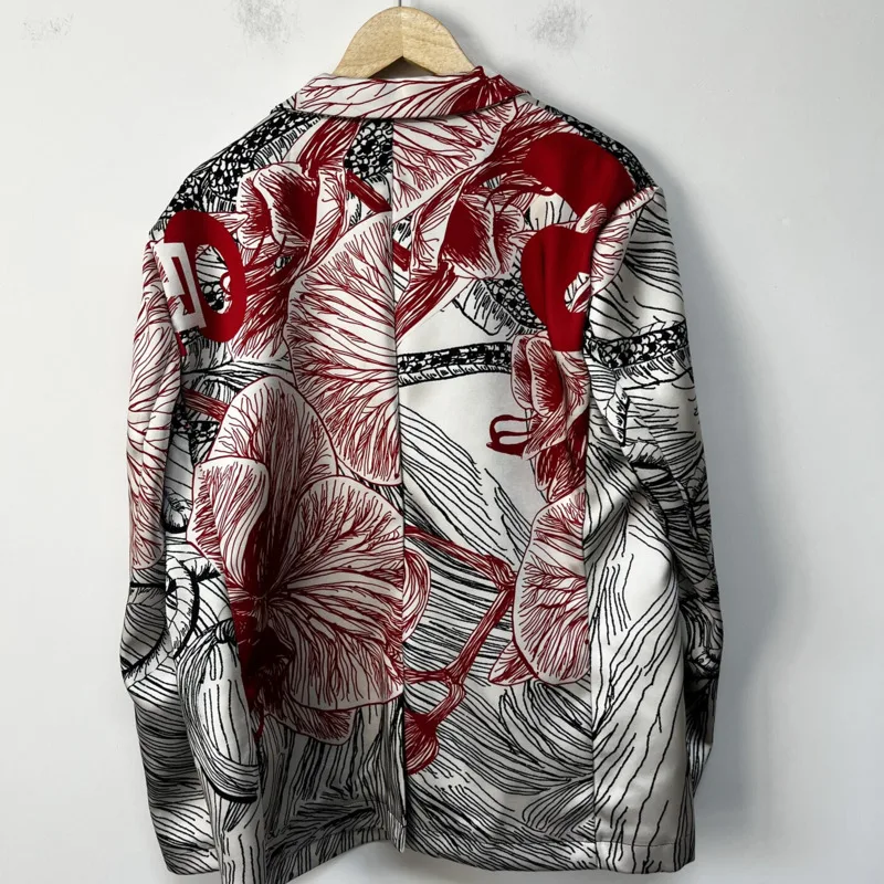 HKSH Spring Summer New Men Tide Chic High Street Artistic Abstract Painted Trend Niche Personalized Casual Blazer Jacket HK24774