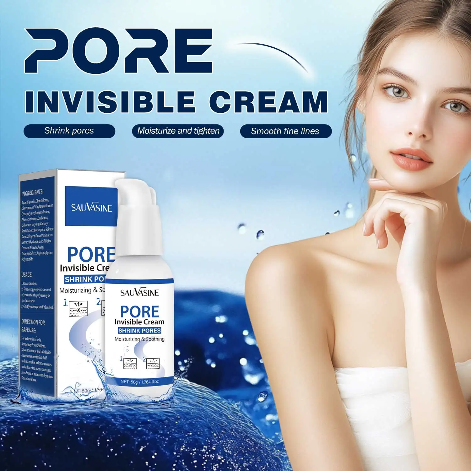 

Pore ​​Invisible Cream Deep Moisturizing Tightening the Skin Shrink Pores Women's Face Cream Smooth Fine Lines Skin Care Product