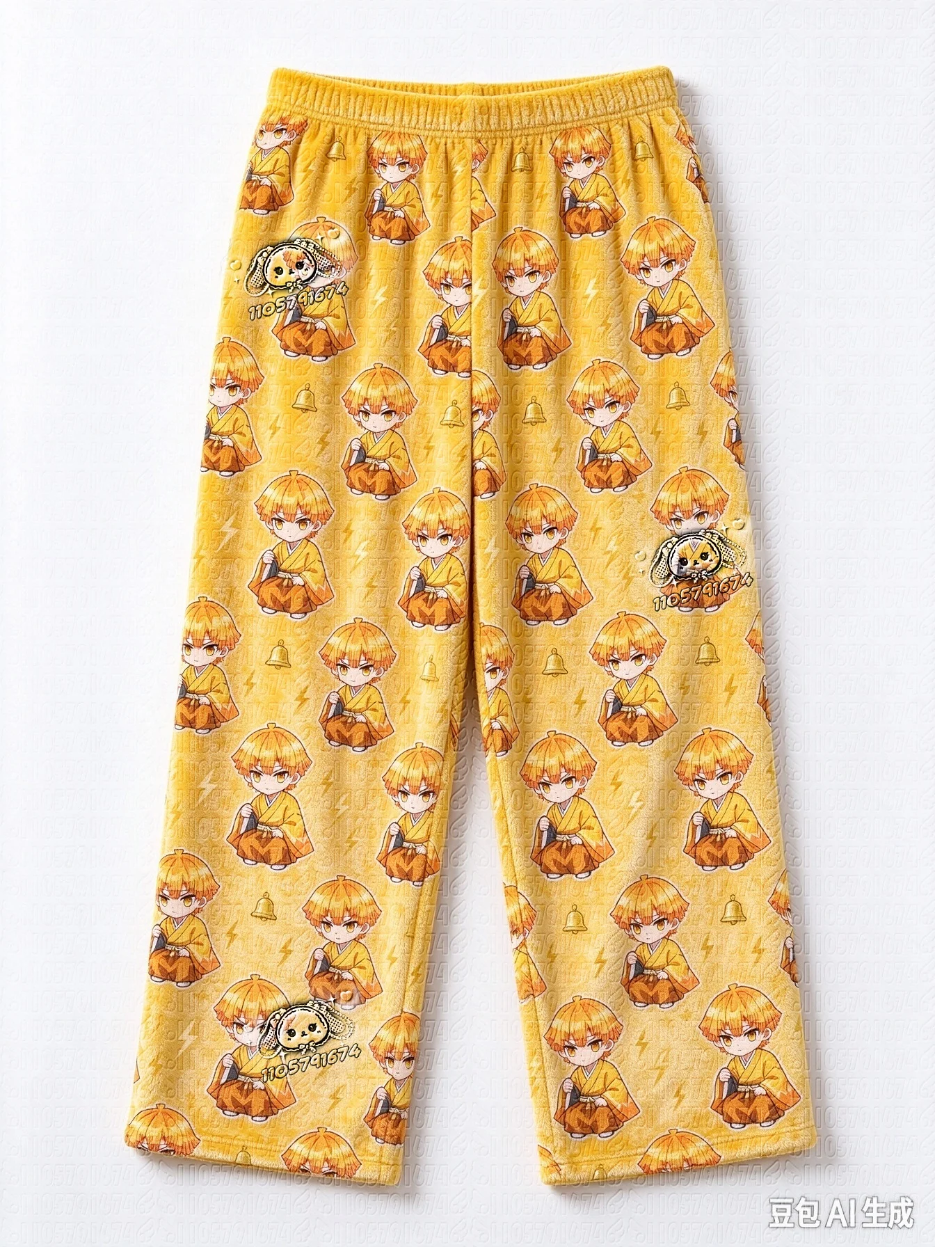NEW Holiday Autumn Winter Demon Slayer Series Print Fuzzy Pajama Pants Casual Loose Home Trousers Unisex FamilyMatching