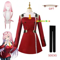 02 Cosplay Costume Game DARLING DARLING in the FRANXX Zero Two Cosplay Costume Dress Women Cosplay Sexy Dress Headband wig shoes