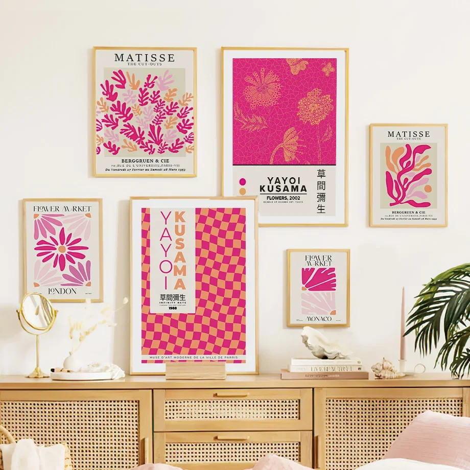 

Pink Yayoi Kusama Flower Market Henri Matisse Posters And Prints Wall Art Canvas Painting For Living Room Decorative Pictures