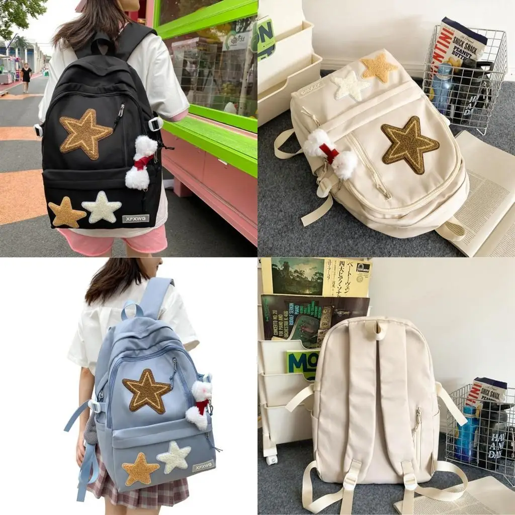 

D46D Madeny Y2K Design Nylon Backpack Fashionable Star School School для учеников