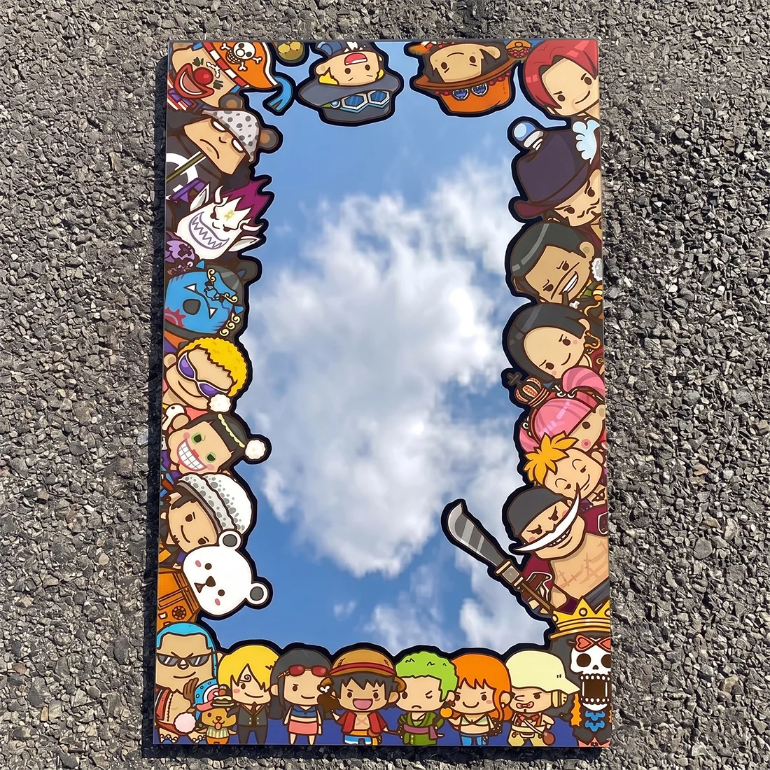 Kawaii Anime Pattern Mirror DIY Peel and Stick Acrylic Wall Unbreakable Mirror Wall Decor for Manga Fans Home Decor
