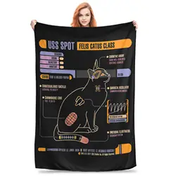 USS Spot Cat Stars Treks Throw Blanket for Couch Memory Alpha Fuzzy Soft Plush Blanket 50x60 Inches Multi-size Bedspread