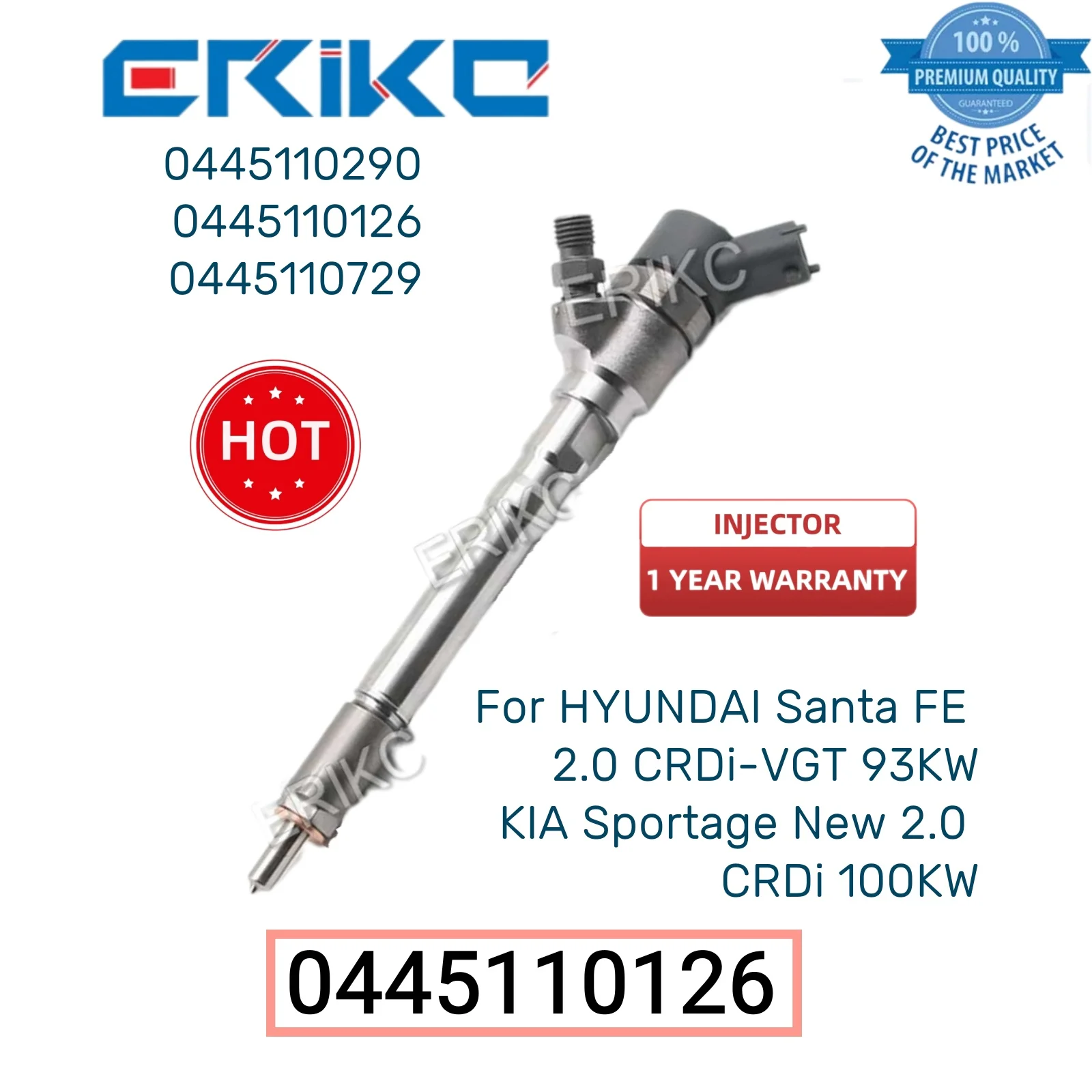 

0445110126 Fuel Oil Injector 0 445 110 126 Engine Oil Injector 0445 110 126 for HYUNDAI KIA Cummins 33800-27900 5263319