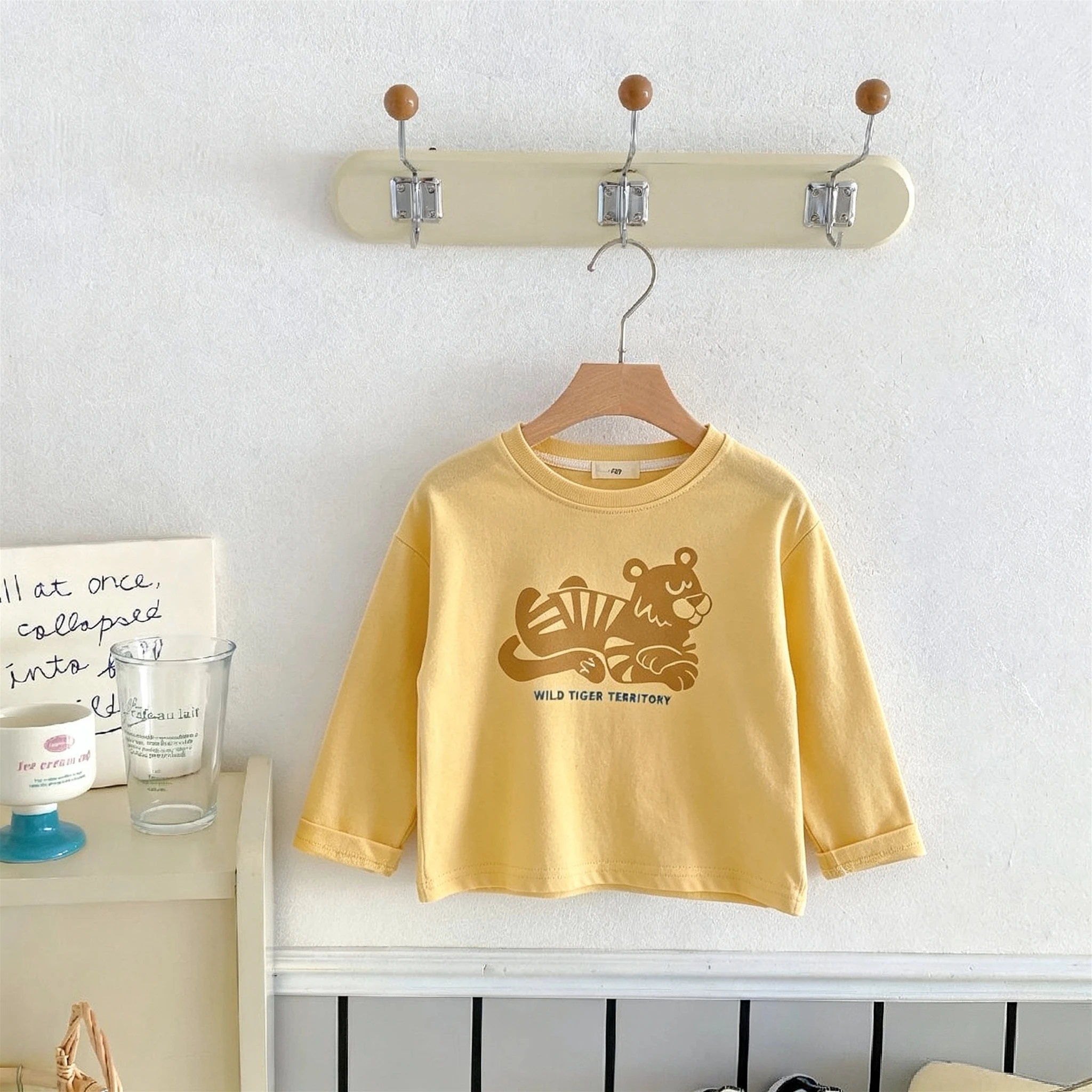 Animal Pattern Boys Long Sleeve Tees Tops Autumn Thin Simple Casual Base Shirt Round Collar Pullover Blouse Children's Clothes
