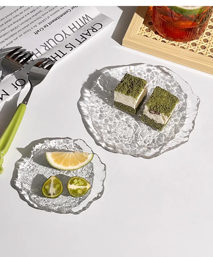 Transparent Glass Irregular Small Plate Photography Accessories Props Food Fruit Sushi Storage Take Pics Pose Fotografia Photos