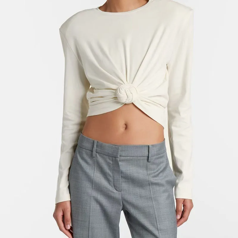 2026 New Women's Knitwear: Stretchy, Fitted, Long-Sleeve Top; Short-Sleeve, Crew-Neck, 100% Cotton Pullover; Women's T-Shirts,