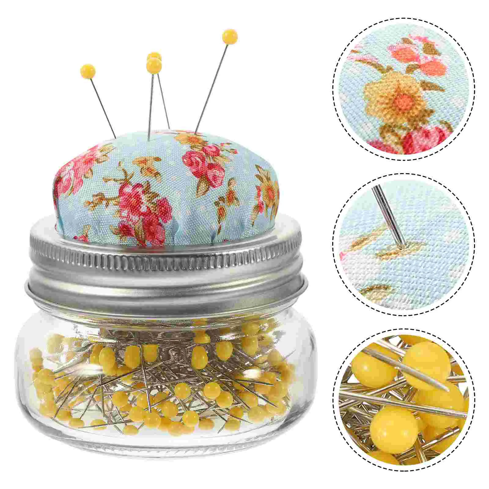 

Crochet Needle Kit Sewing Box Set DIY Crafts Pin Adorable Dressmaking Vintage Storage Cases Glass Cushion Holder