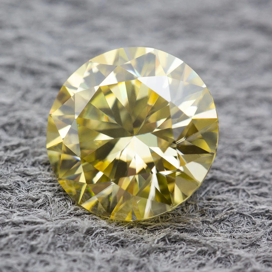 หิน Moissanite สีเหลืองที่มีใบรับรอง 0.5-5.0ct GRA Certified Moissanita อัญมณีหลวม Pass Diamond Tester