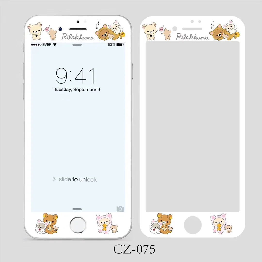 Película de vidro temperado para iphone 6 s, 7, 8 plus, protetor de tela 3d, 9h, bonito, padrão sanrio, cinnamoroll, gatinho, borda macia