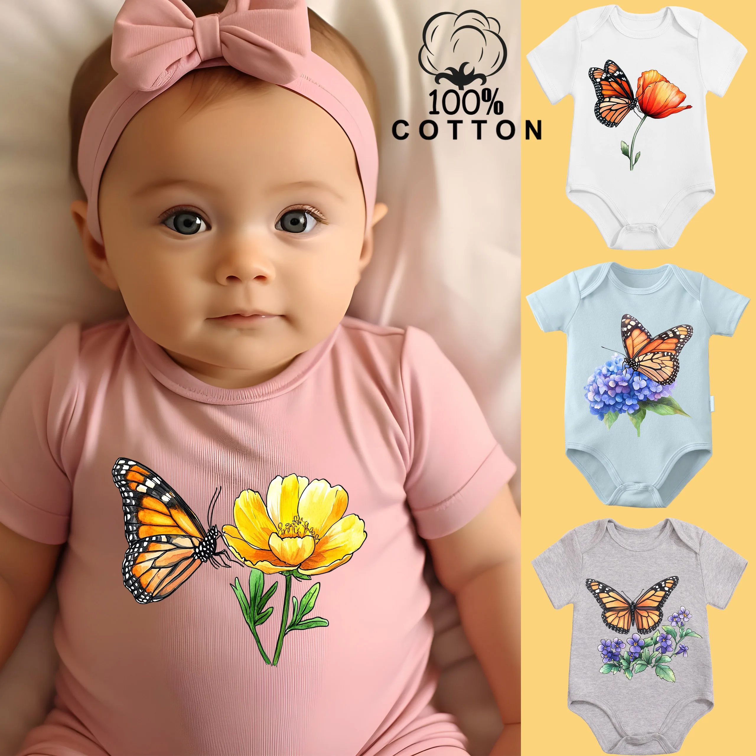 

100% Cotton Bodysuit Retro Beautiful Hydrangea Onesie Comfortable Cloths for Baby Jumpsuit for 0 To 12 Months Newborn