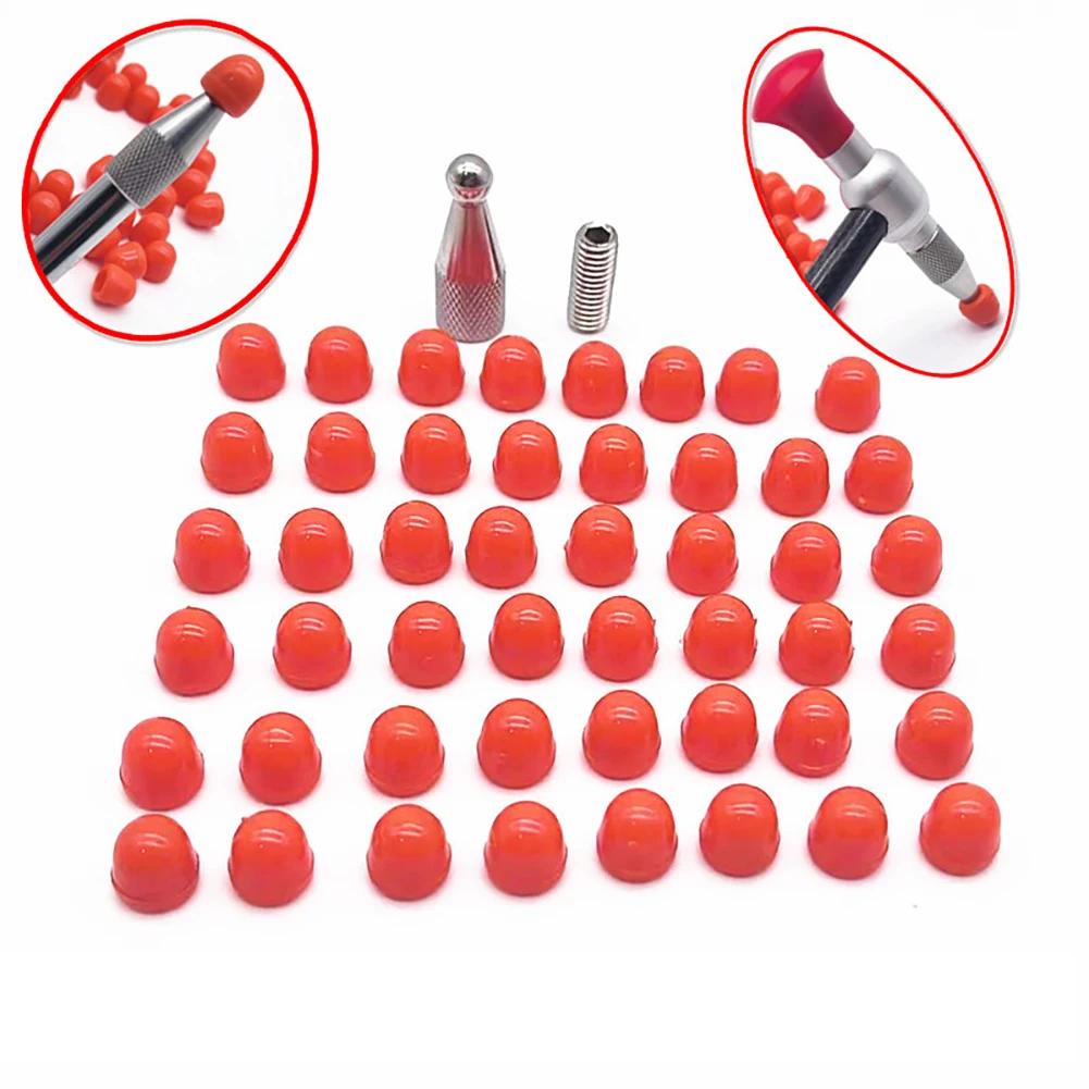 

50Pcs Knock Down Head Tap With Heads Cover Replacement Accessories Tools For Car Dent Hail Damage Repair