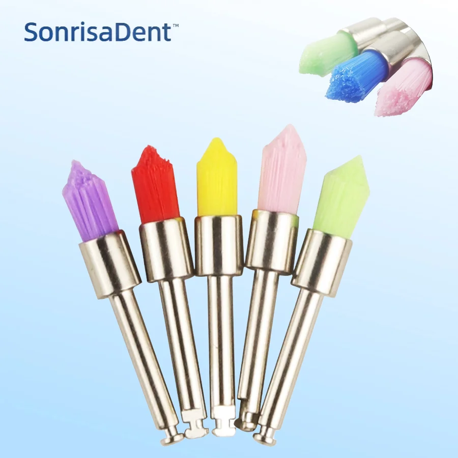 100pcs/box dental treatment brush prevention brush polishing polisher disposable pointed cup head brush head dental