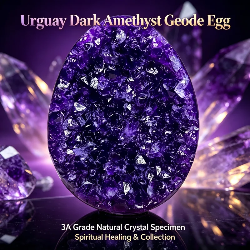 3A Natural Uruguay Purple Amethyst Geode Egg Crystal Specimen Spiritual Healing Mineral Stone Home Decor Meditation Collectible