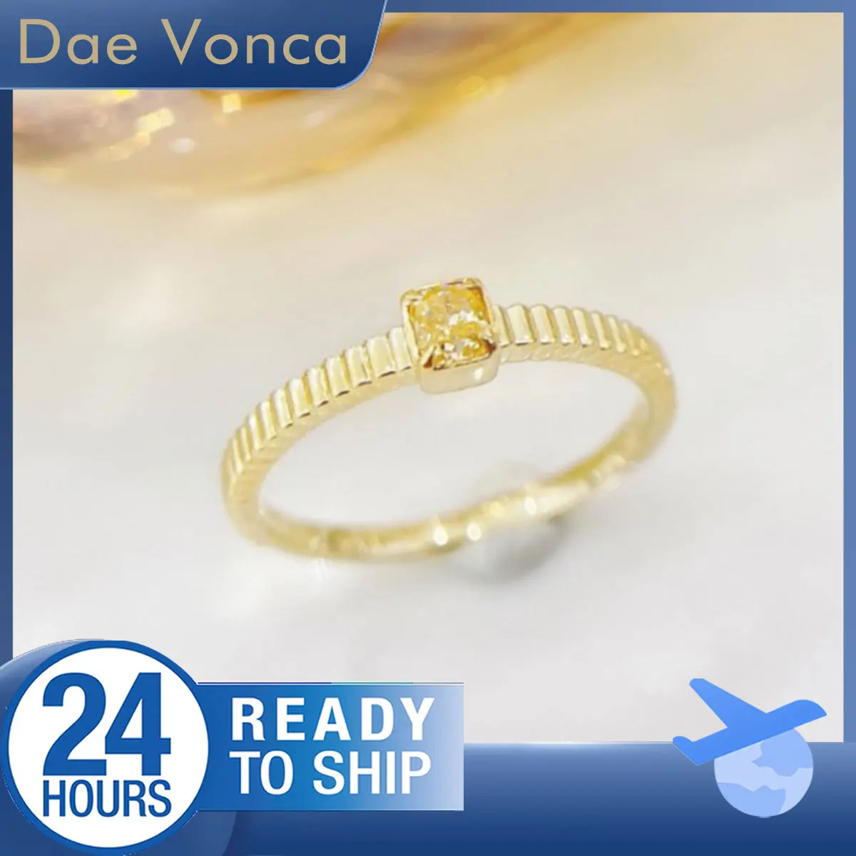 18K Yellow Gold Solitaire Diamond Ring Modified Bezel Set Fancy Yellow Cushion Cut Natural Diamond Ribbed Shank Diamond Ring