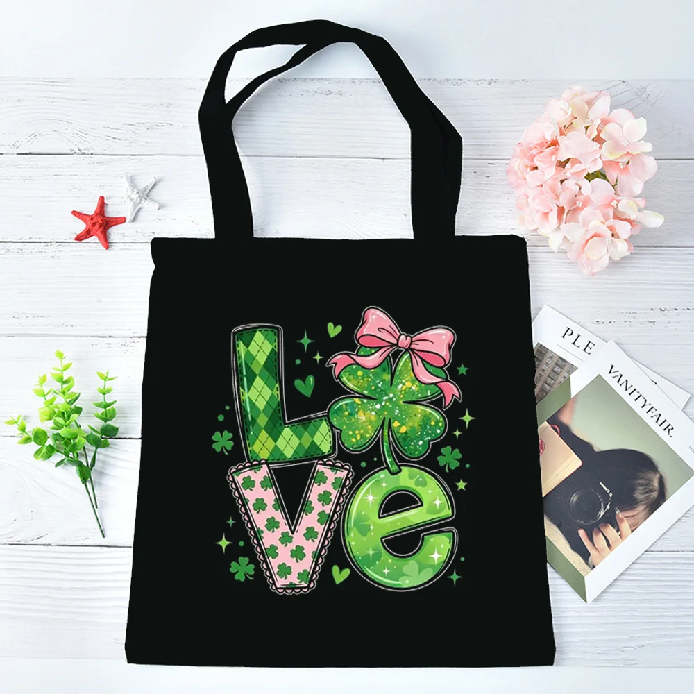 St Patrick’s Day tote bag personnalisable foldable grocery shopper canvas  femme