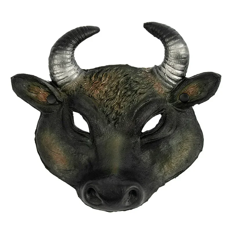 3D realista Buffalo Bull cabeça meia máscara facial, cabeça animal, traje de Halloween, Páscoa, festa de carnaval, adereços