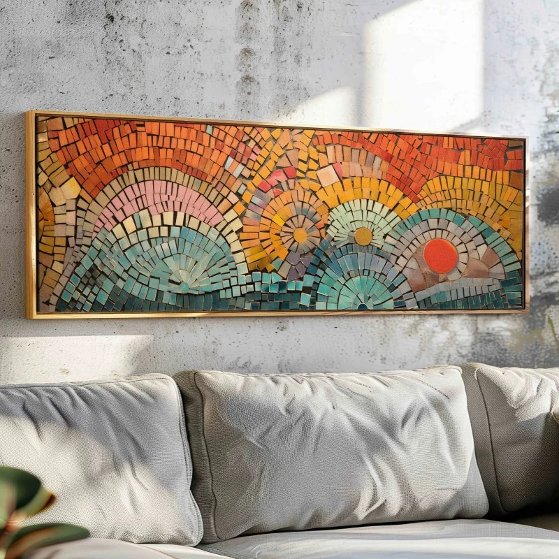 Mid Century Modern Unframed Canvas Art Posters Geometric Modern Wall Art, Above Bed Decor Boho Wall Art Large Wide Wall Art
