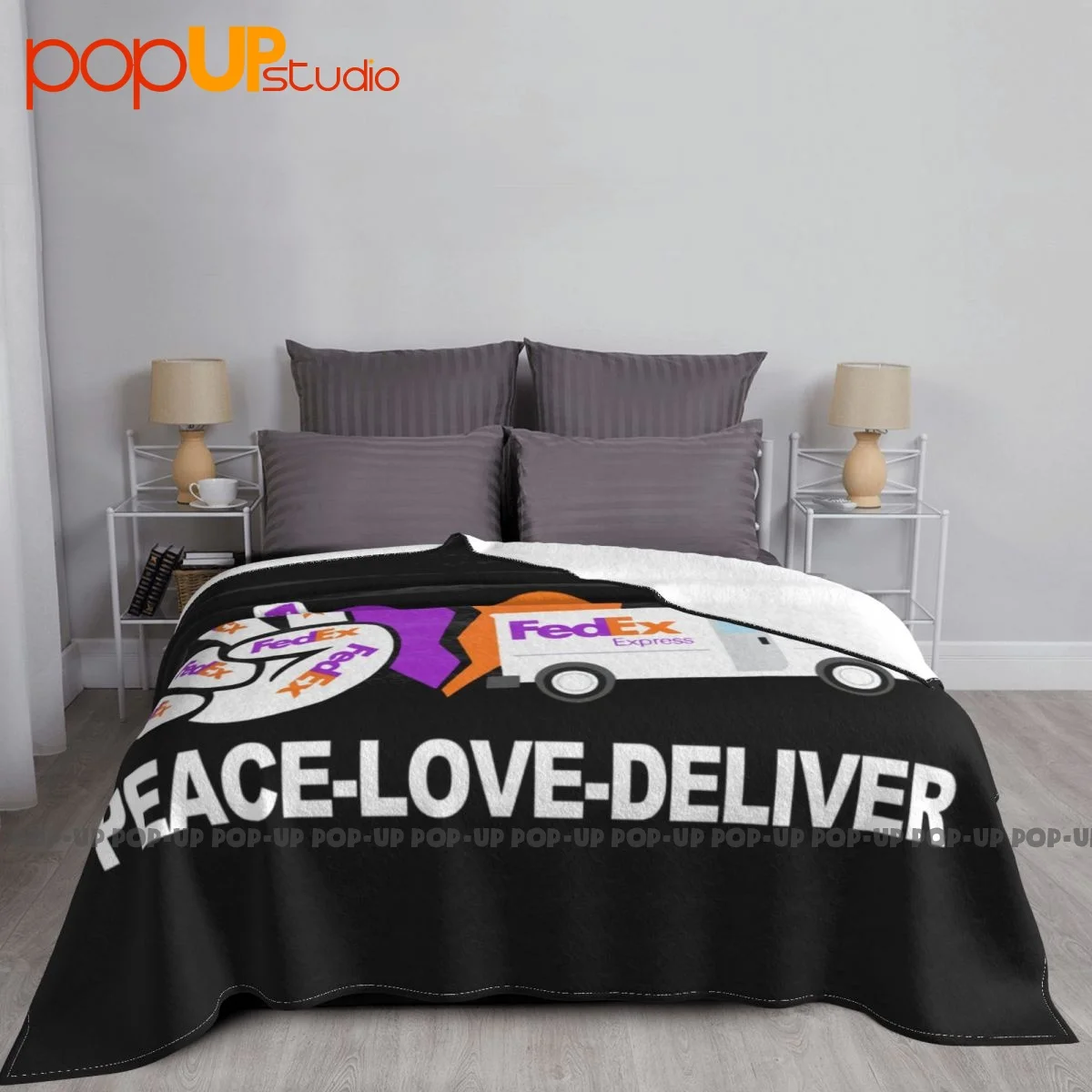 Peace Love Deliver Fedex Blanket Plush Bedding Four Seasons Faux Fur Throw Mechanical Wash