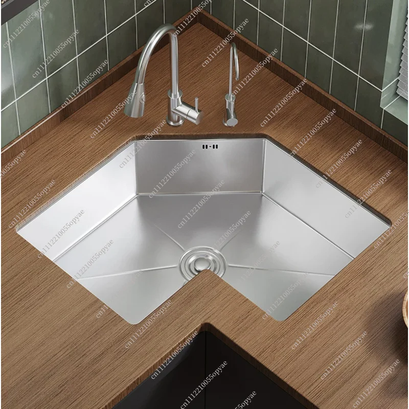 304 Stainless Steel L Shaped Corner Sink Kitchen Special Shaped Large Single Bowl Custom Dish Washing Basin