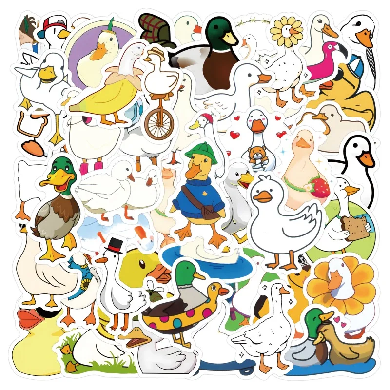 60 pegatinas decorativas de garabatos creativos de pato con personalidad de dibujos animados