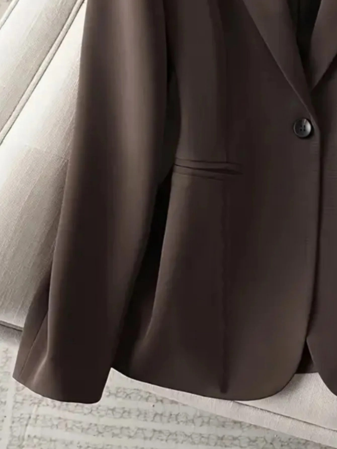 Elegant Brown Blazer for Women Single Button Slim Fit Business Commuter Suit Jacket Korean Fashion OL Style New Spring/Autumn